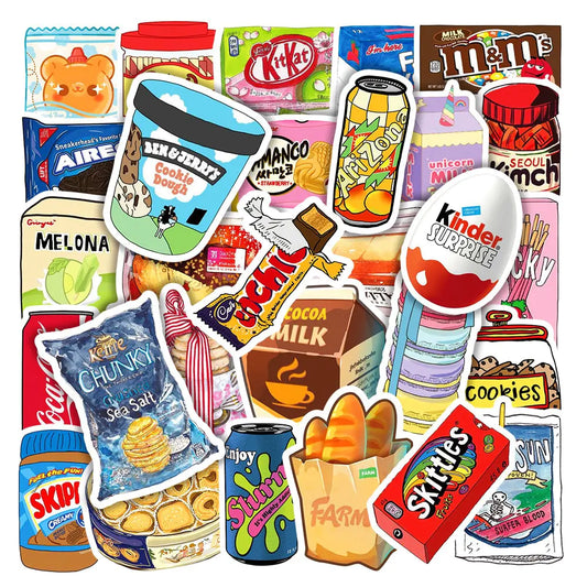 50/100pcs Cartoon Food Graffiti Stickers Snack Sticker for Skateboard