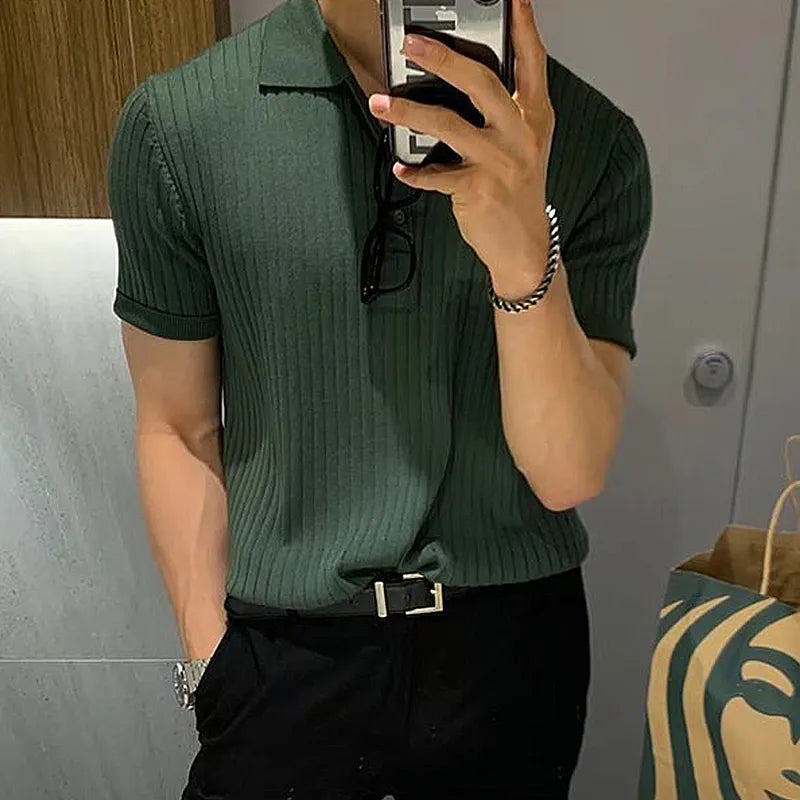 2023 Men's Clothing Luxury Knitted Polo Shirt